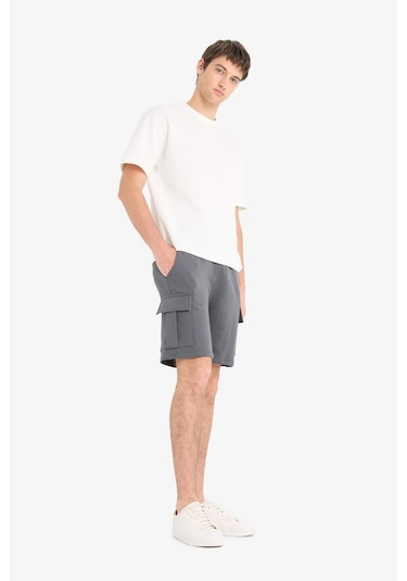 DeFacto Regular Fit Beli Bağcıklı Kargo Cepli Şort D9494AX25SMAR104