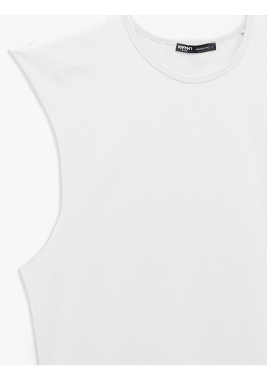 Koton Pamuklu Bisiklet Yaka Basic Kolsuz Tişört Beyaz 5sam30001mk Beyaz