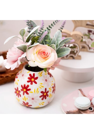 Karaca Home Spring Çiçek Desenli Vazo Kırmızı 300.23.01.0370