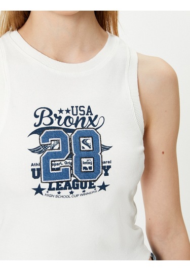 Koton Baskılı Atlet Bisiklet Yaka Pamuklu Ekru 4sal30004ık Ekru