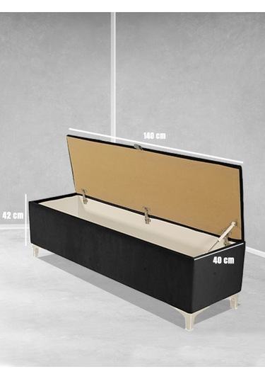 Vetra V2 Sandıklı Puf  Antrasit Dilimli Model Sandıklı Bench Puf - Sandıklı Yatak Ucu Bankı