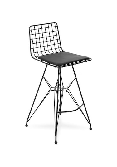 Akın Lüx 2'li Tel Bar Taburesi - Siyah Siyah