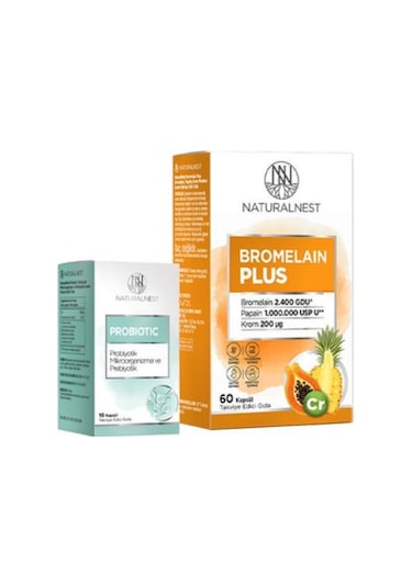 Naturalnest Bromelain Plus 60 Kapsül + Probiyotik 10 Kapsül