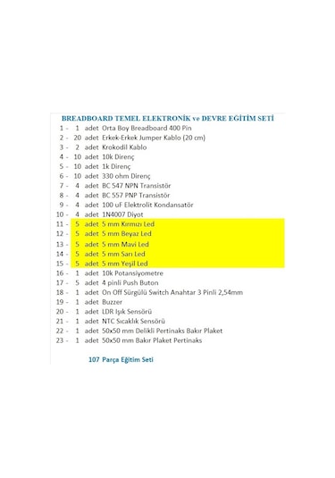 Breadboard Temel Elektronik Eğitim Seti