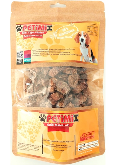 Petimix Mini Ciğer Küpleri Köpek Ödül Maması 100 G