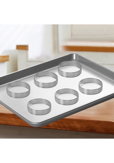 Suofeng 15'li Paslanmaz Çelik Fırın Çemberi Seti - 2 İnç Delikli Isı Dayanıklı Pasta, Donut Ve Pastry Kalıbı Gümüş