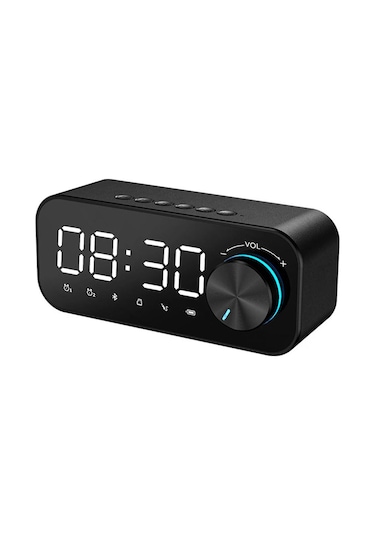 Gajeena Beyaz Bluetooth 5.0 Hoparlör - Led Alarm Saat, Tf Kart Desteği, 10m Bağlantı Mesafesi, 1200mah Pil İle Usb Beslemeli