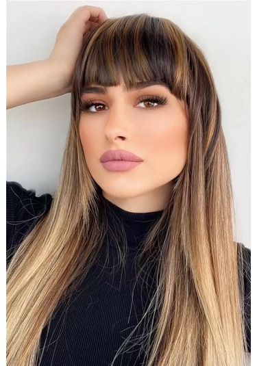 Caş Dekorasyon Takma Kahkül - Kahverengi Balyaj - 2h6 - Uzun Kenarlı