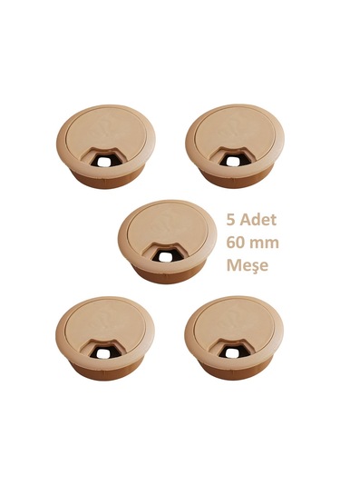 Adilon Masa Üstü Kablo Kanalı Deliği Kapağı Meşe Masa Kapağı 6 Cm 5 Adet