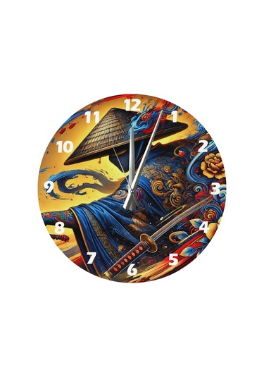 Ti-play Kılıc Ve Samuray 30x30cm Akrilik Dekoratif Modern Duvar Saati ÇOk Renkli