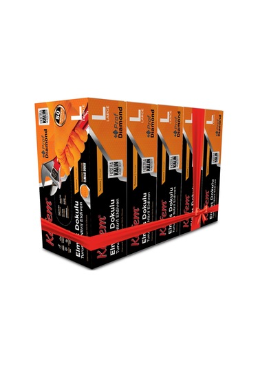 Kafem Prof Dia Ekstra Kalın Turuncu Nitril Eldiven Elmas Dokulu L 50 Adet X 5 Paket