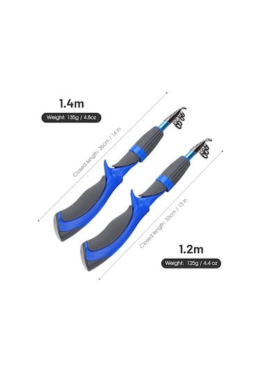 Yuntech01 Karanlık Mavisi İce Fishing Kamışı 1.4m - Ergonomik Antenli, Kaymazsız Köpük Tutamaklı, Karbon Fiber + Alaşım, Paslanmaz Çelik Seramik Rehber Halkaları