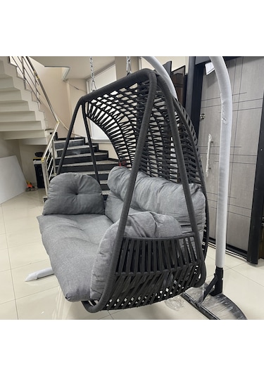 Çift Kişilik Gri Renk Salıncak Antrasit