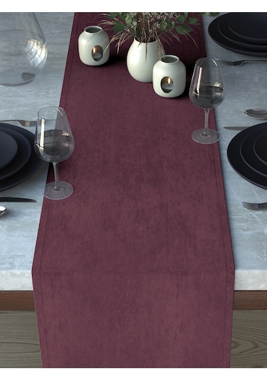 Kadife Dokulu Lavanta Pembesi Runner Lavanta Pembesi