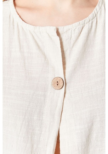 Keten Şık Farklı Tarz Nevin Bluz - Modern Ve Zarif Tasarım Beyaz