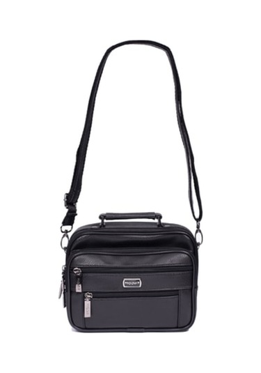 Moda Çanta Erkek Siyah Suni Deri Askılı Çanta Bu-41 Moda Bu-41
