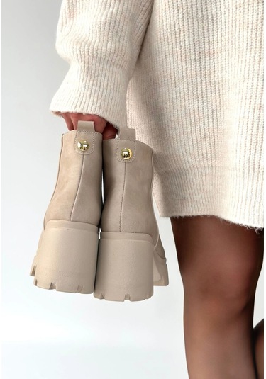 Naturalshoess Belay Bej Nubuk Topuklu Bot
