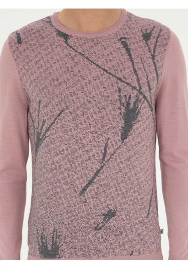 Cacharel Pudra Slim Fit Yün Karışımlı Bisiklet Yaka Triko Kazak Pembe