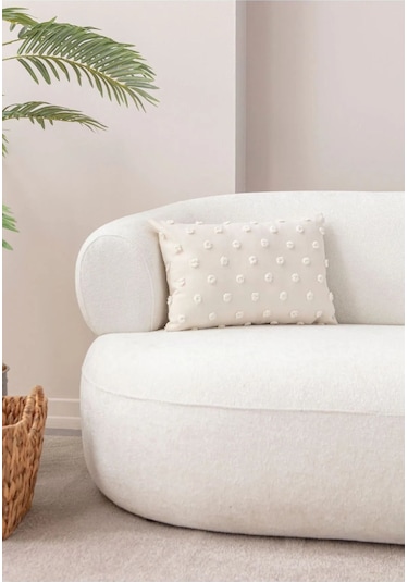 Puantiyeli 35x50 Kırlent Kılıfı Krem