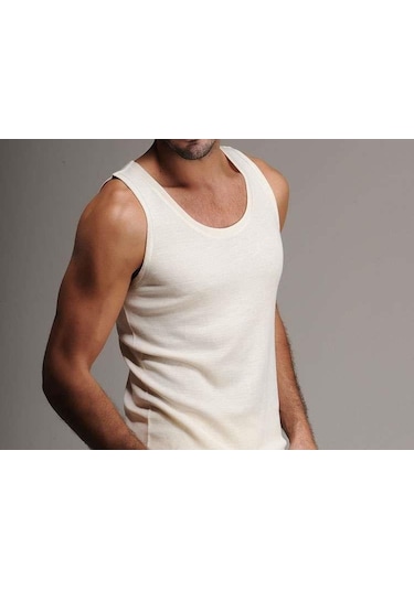 Hasyün Erkek Interlok Yün Atlet Kolsuz Bisiklet Yaka Woolmark Ser