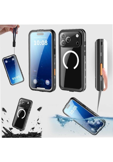 İphone Uyumlu 17 Pro Max İçin Su Geçirmez Kılıf Magnetik Kılıf Ekran Koruyucu İçinde Ip68 Su Geçirmez Tam 12ft Askeri Darbeye Dayanıklı