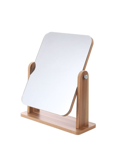 Masa Üstü 13 Cm Ahşap Tek Taraflı Hareketli Dikdörtgen Masa Aynası Cin812 Kahverengi