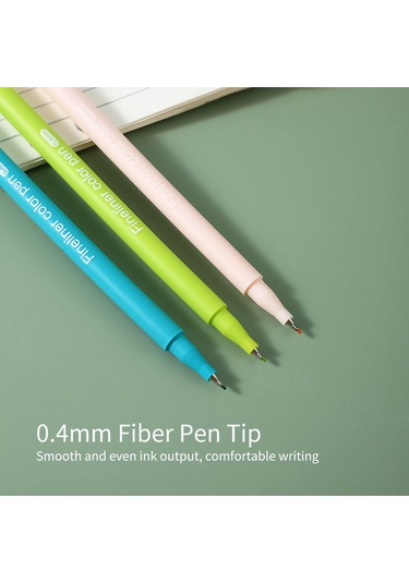 Youmex 10 Renkli Morandi Tonlu Kalem Seti - 0.4mm Fiber Uçlu, Macaron Desenli Defter Kalemleri