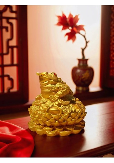 Basket Lotus Üzerinde Büyük Para Kurbağa, Feng Shui Tılsımı 225421034