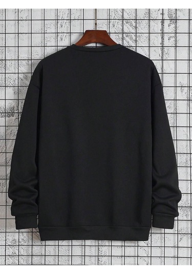 Coko Serisi American Flag & Letter Graphic Lined Sweatshirt Siyah--8185 Siyah