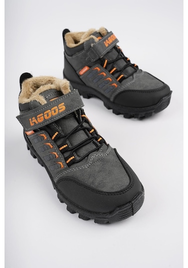 Muggo Bob Garantili Bağcıklı Cırtlı İçi Kürklü Unisex Çocuk Outdoor Kışlık Bot 001