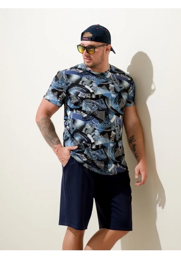 Natıvıa Baskılı Pamuklu Tişört 430229797 Mavi