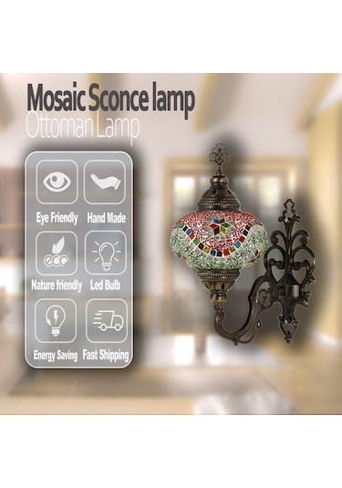 Dekoratif Mozaik Lamba Osmanlı Desenli Aplik Çok Renkli