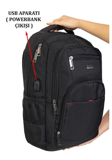 Laptop Sırt Çantası 17" Inç Tablet Usb Bölmeli Siyah