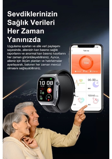 Spovan Electro Air Basınçlı Tansiyon Kan Şeker Ölçer Akıllı Saat (Distribütör Garantili)