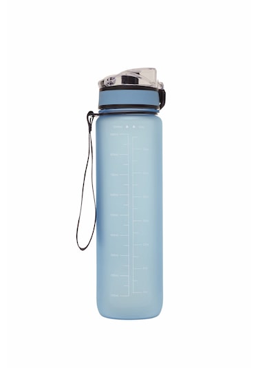 1 Litre Ölçü Göstergeli Spor Su Şişesi Açık Mavi
