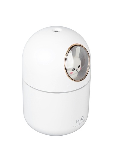 Kosona 300ml Usb Nemlendirici Aromaterapi Fönü - Sürekli/ardışık Mod, Otomatik Kapatma, Ultra Sessiz, Ev/ofis/araç İçin Beyaz Tavşan Desenli Işıklı