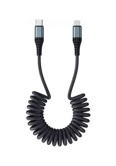 20w Type-c To Lightning Pd 3a 1.5m Örgü Şarj Ve Data Kablosu Siyah