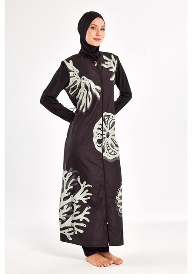 Uzun Tam Boy Tam Kapalı Tesettür Mayo Here 1308 Siyah Siyah01 Siyah