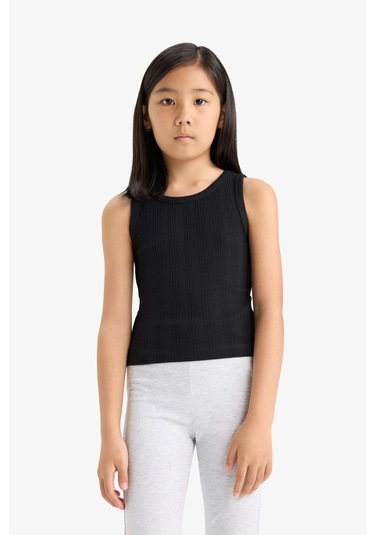 Defacto Kız Çocuk Bisiklet Yaka Basic Düz Atlet Z7815a625hsbk81 Siyah
