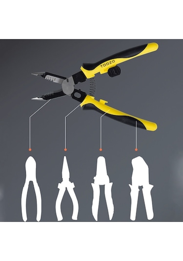 7'si 1 Arada Çok Fonksiyonlu Tel Striptizci Elektrikçi Manuel Alet Siyah Sarı