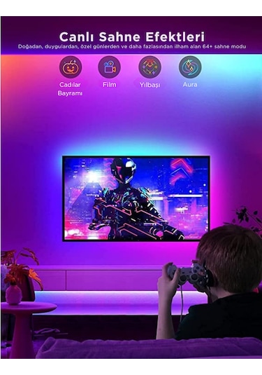 Govee RGBIC Basic LED Şerit H618A3D1 WiFi+BT Alexa Google Asst. Destekli 5 M