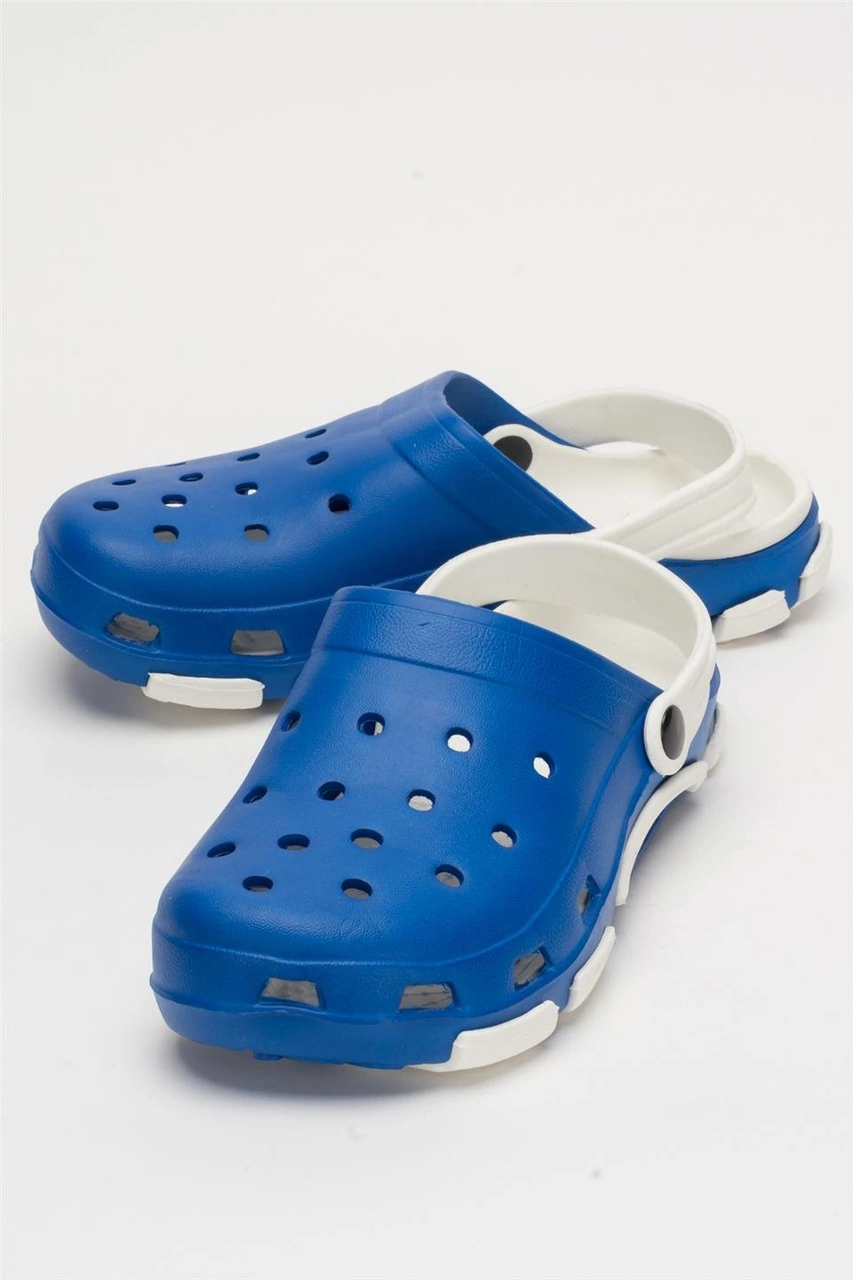 Unisex Çift Tabanlı Ortopedik Hemşire Doktor Aşçı Laboratuvar Deniz Havuz Terliği Sandalet Mavi - Beyaz Mavi - Beyaz