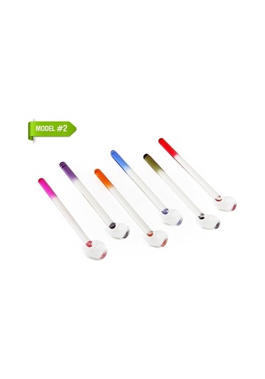 Büro Ev Ofis Mutfağı İçin 6adet Cam Yapım Renkli Çay Kaşığı Seti Diğer