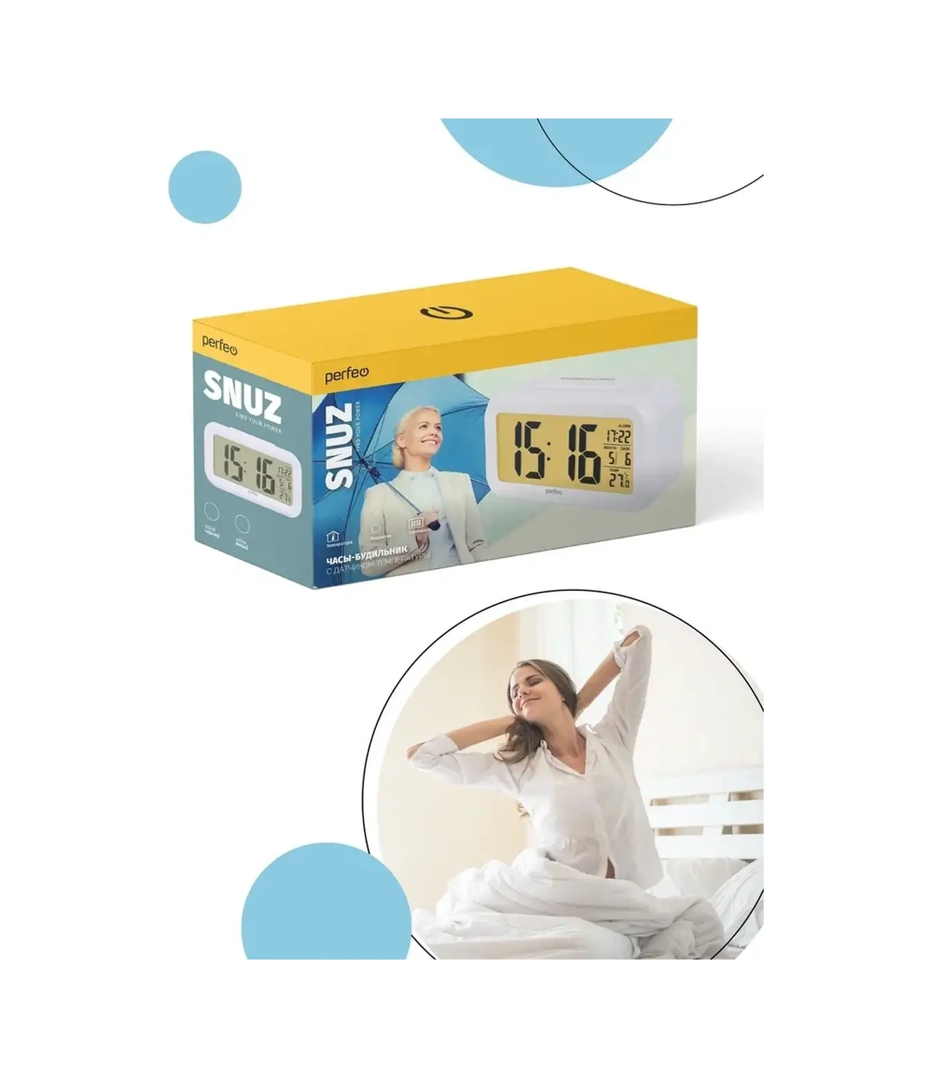 Perfeo Termometreli Masaüstü Elektronik Şık Ajanda Alarm Saati 68543127 Beyaz