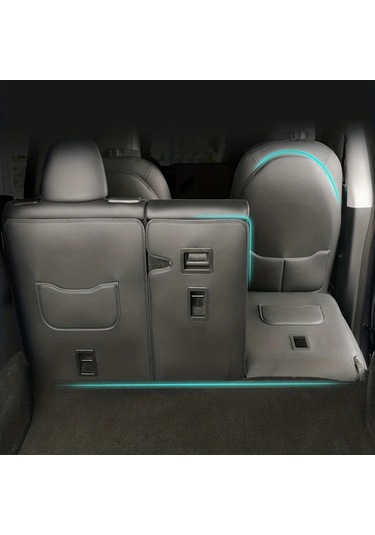 Honeybeeshop Tesla Model 3 Y Arka Koltuk Koruyucu Tekme Paspası Pu Deri Kaplamalı Çizilmeye Dayanıklı