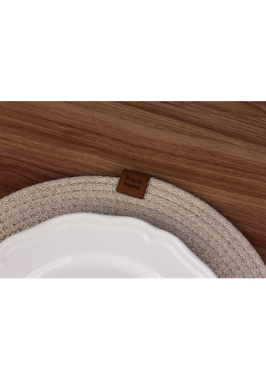 Krem Hasır Supla Amerikan Servis Şık Çeyiz Takımı Örgü Sunum Tabak Altlığı Krem