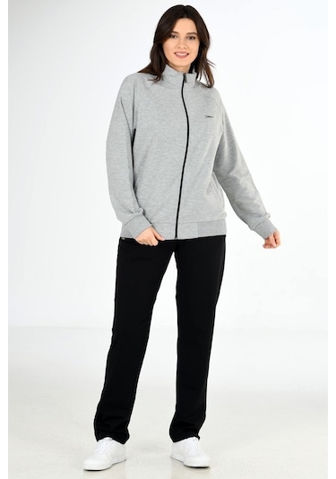 Trend Hill Gri Melanj Kadın Büyük Beden Eşofman Takım Edy201836B