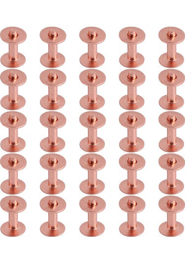 25 Bakır Perçin Burr Rondelası Seti, 15/32" Uzun Deri Bakır