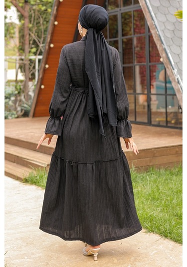 Elisa Gömlek Yaka Elbise 899 - Siyah