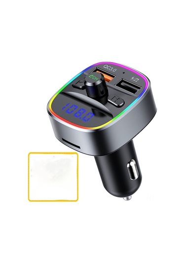 Araç Bluetooth Fm Vericisi - Çift Usb Şarj, Sd Kart Ve Usb Oynatıcı, Renkli Led Aydınlatma